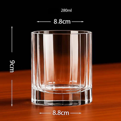  "Fluted Column" crystal rocks glass on white background showing dimensions 8.8 × 9cm, 8.8cm diameter — CL House Drinkware collection