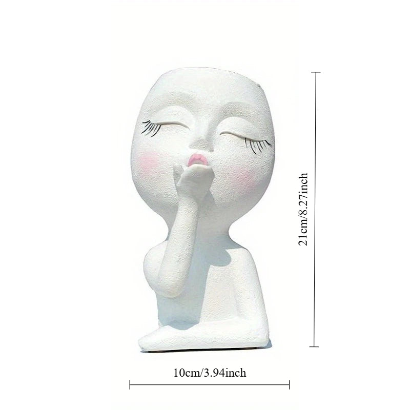 Creative doll flower pot

Resin character planter

Quirky garden decor

Indoor succulent pot

Unique plant gift

Decorative resin ornament

Modern drainage planter

Artisan home accessories

Whimsical plant container