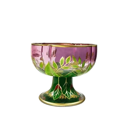 "Botanical Garden" hand-painted crystal coupe glass with delicate floral motif — CL House Drinkware collection