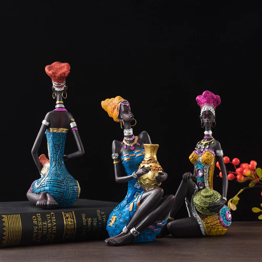 Abstract African sculpture

Black woman figurine

RAKKS home decor

Resin ethnic art

Modern wine cabinet ornament

African heritage statue

Contemporary shelf decor

Cultural home accessories

Boutique cafe decoration