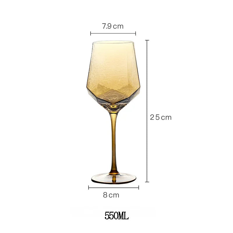 : "Amber Geo" iridescent crystal wine glass in Amber Wine variant — CL House Drinkware collection