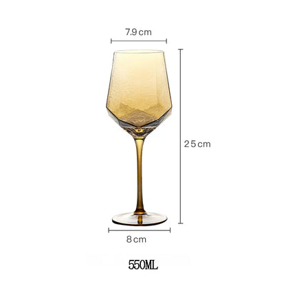 : "Amber Geo" iridescent crystal wine glass in Amber Wine variant — CL House Drinkware collection
