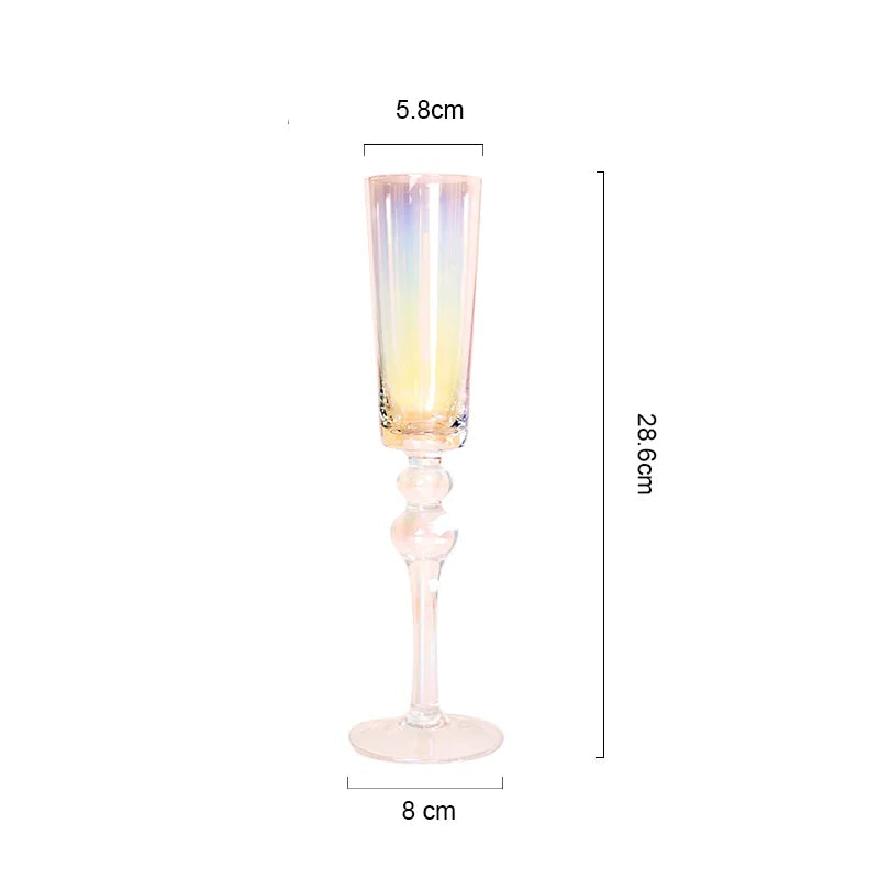 "Golden Hour" crystal champagne flute with gold filigree rim, front view on white background — 5.8 × 28.6cm — CL House Drinkware collection