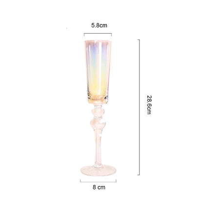 "Golden Hour" crystal champagne flute with gold filigree rim, front view on white background — 5.8 × 28.6cm — CL House Drinkware collection