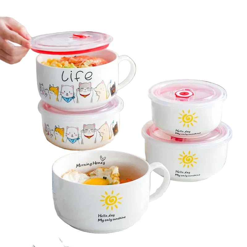 clHouse & Home
Japanese style noodle bowl Decorative ceramic cereal bowl Aesthetic kitchen supplies

Ceramic noodle bowl with lid Large ramen bowl cartoon Cute salad bowl with cover

Cartoon kitchen tableware Microwave safe ceramic food container Large soup bowl for home