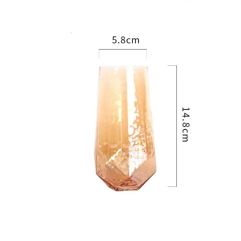 "Amber Geo" iridescent crystal tumbler in Amber Highball variant — CL House Drinkware collection