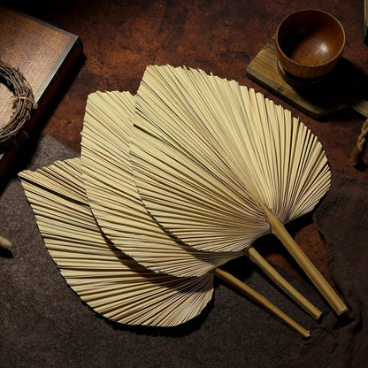  "Fan Palm" dried palm spear leaf bundle in Natural Tan — fan-shaped golden palm leaves, architectural dried botanical bundle, natural texture