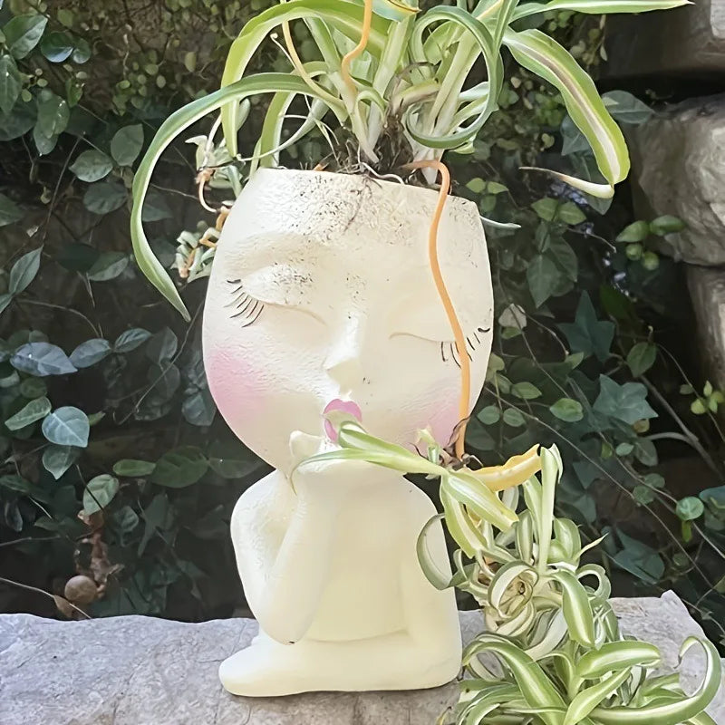 Creative doll flower pot

Resin character planter

Quirky garden decor

Indoor succulent pot

Unique plant gift

Decorative resin ornament

Modern drainage planter

Artisan home accessories

Whimsical plant container