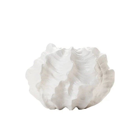  Crinkle Cloud white ceramic sculptural vase with irregular wrinkled texture, white background, front view