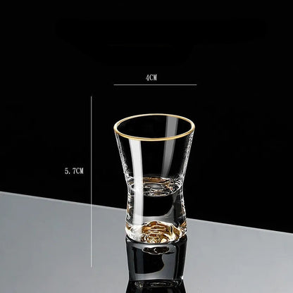 : "Gold Sculpture" crystal shot glass in Summit variant on white background — CL House Drinkware collection