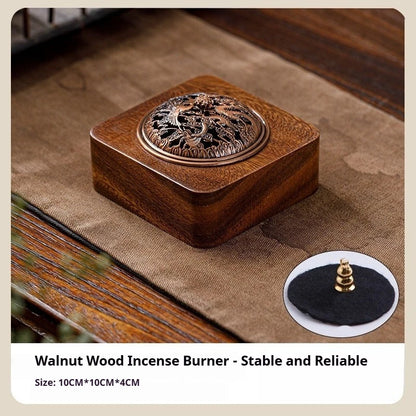 "Dragon & Phoenix" walnut wood coil incense burner — CL House Candles & Fragrance