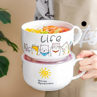 clHouse &  Home
Japanese style noodle bowl Decorative ceramic cereal bowl Aesthetic kitchen supplies

Ceramic noodle bowl with lid Large ramen bowl cartoon Cute salad bowl with cover

Cartoon kitchen tableware Microwave safe ceramic food container Large soup bowl for home