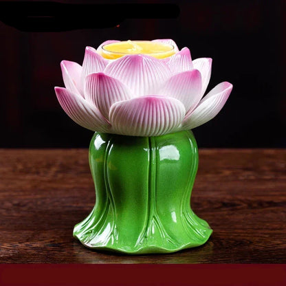 Ceramic lotus candle holder

Buddhist butter lamp holder

Feng Shui home decor UK

Lotus flower altar supplies

Spiritual home ornaments

Zen meditation accessories

Premium ceramic candle stand

High-grade Buddha ware

Decorative tea light holder