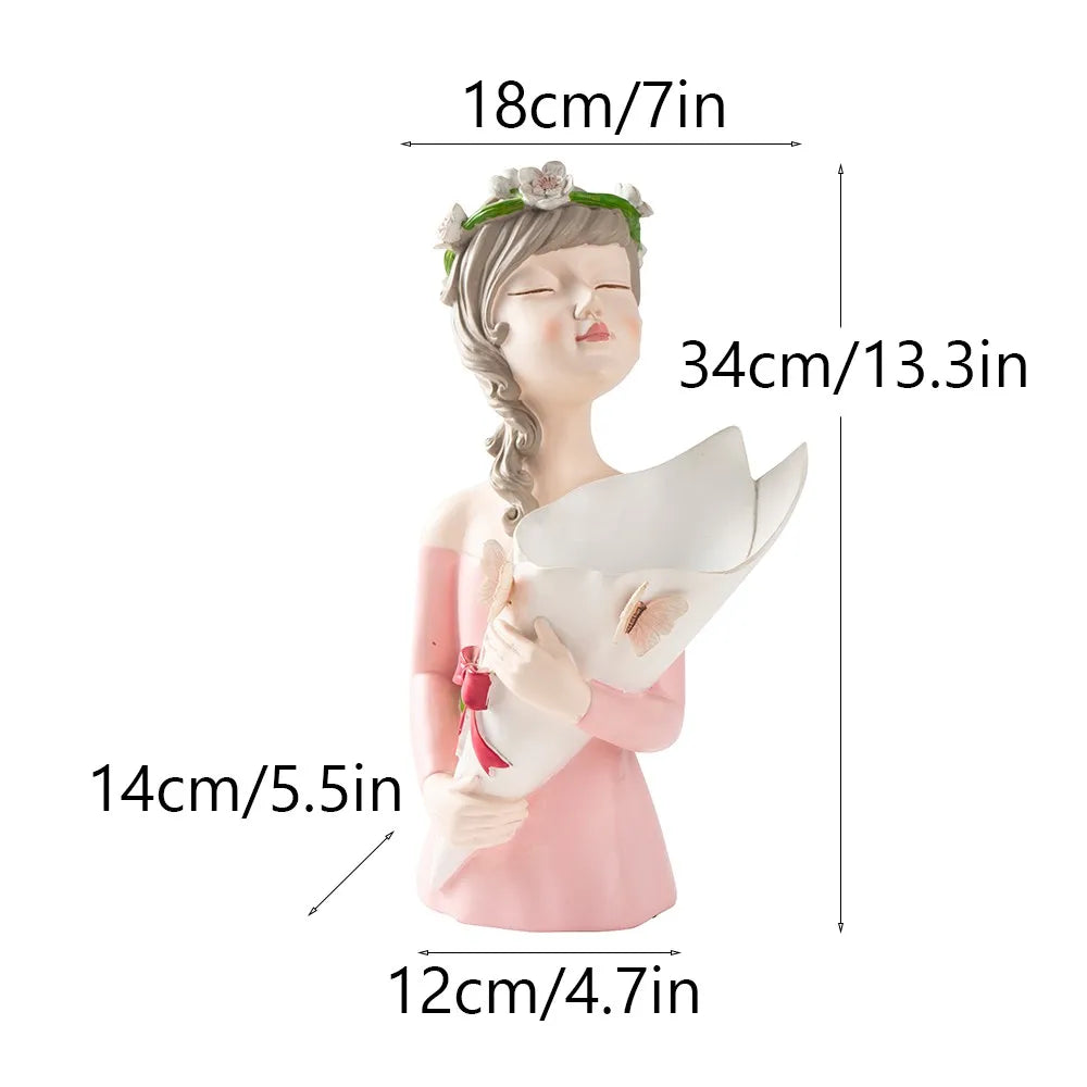 Girl statue vase 

Decorative head flower pot

Dried flower sculpture vase

Whimsical home decor accessories

Maiden mantelpiece ornament

Modern interior gift ideas

Simulation flower container

Artistic shelf decoration

Nordic style female figurine