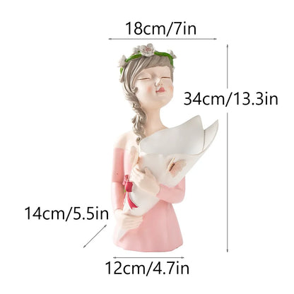 Girl statue vase 

Decorative head flower pot

Dried flower sculpture vase

Whimsical home decor accessories

Maiden mantelpiece ornament

Modern interior gift ideas

Simulation flower container

Artistic shelf decoration

Nordic style female figurine