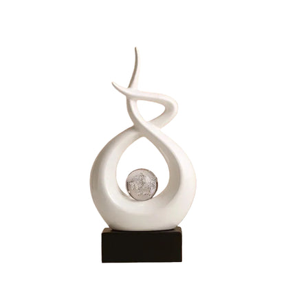  "Ember" abstract ceramic sculpture, Ember compact spiral form with wood base, CL House