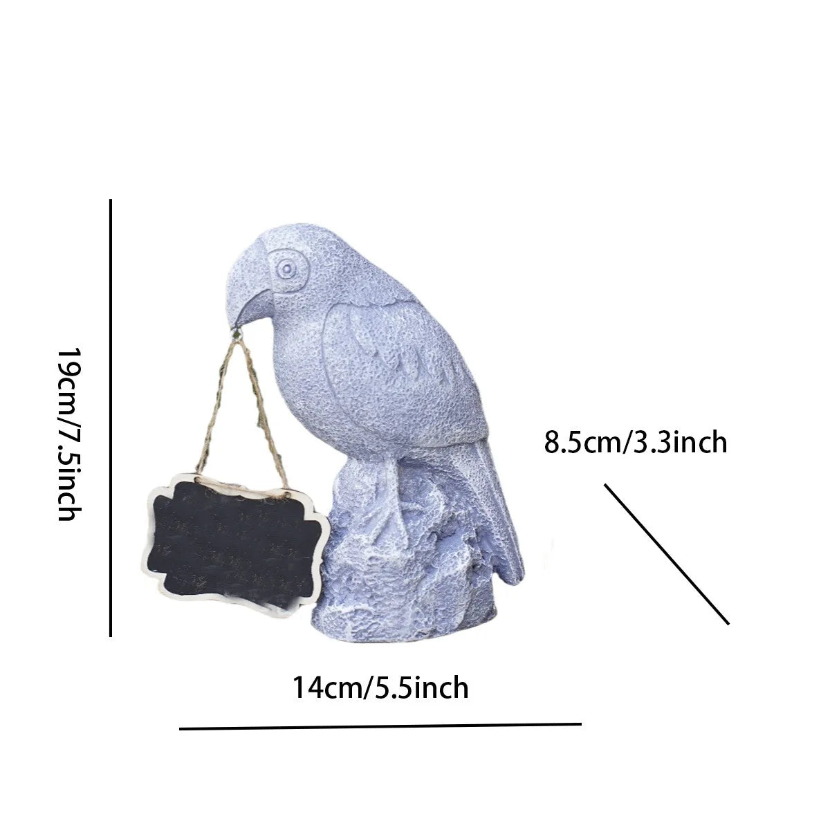 Parrot garden sculpture

Outdoor message board statue

Resin bird ornament 

Tropical garden decor

Patio welcome sign

Weatherproof garden statue

Exotic bird foyer decoration

Vibrant lawn ornaments

Gift for gardeners