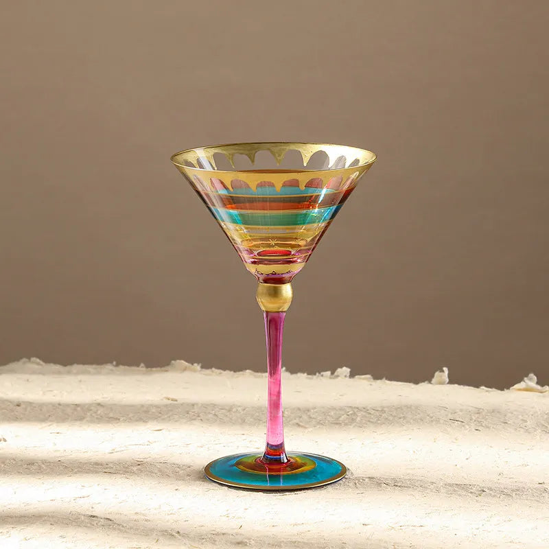 "Chromatic" hand-painted martini glass in Blossom variant — CL House Drinkware collection