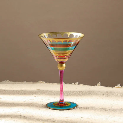 "Chromatic" hand-painted martini glass in Blossom variant — CL House Drinkware collection