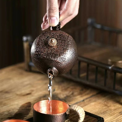Pure copper teapot open with lid beside — handcrafted Kung Fu teaware — CL House