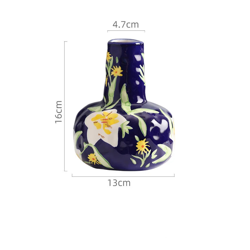 Luxury ceramic gifts Maison style decoration Hand-drawn floral vase Decorative pottery centrepiece

Hand-painted ceramic vase Orchid flower vase Living room ornaments Artisan home decor