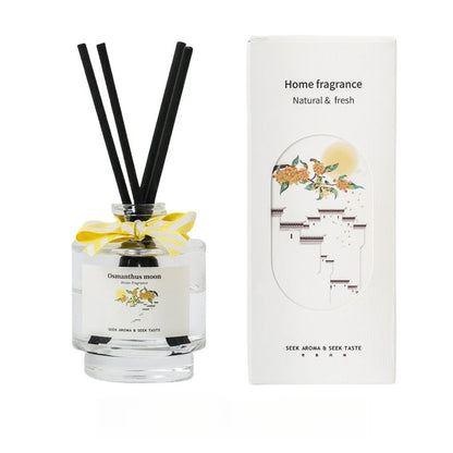 "Between Flowers" Reed Diffuser – Osmanthus Moon, glass bottle with black reeds | CL House