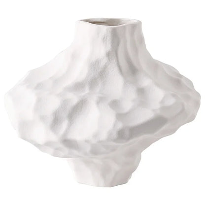  Cloud Form organic ceramic vase in White matte finish, full silhouette, white background