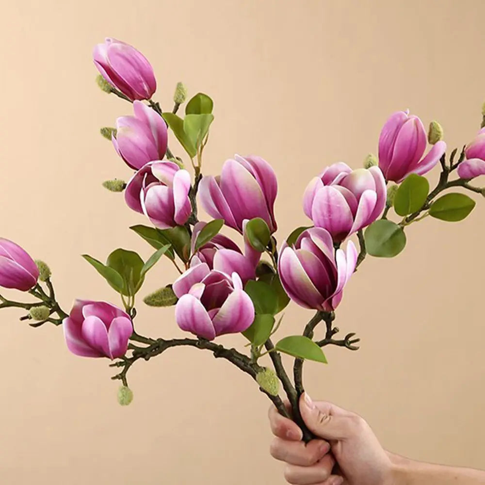 Silk magnolia bouquet

Artificial wedding flowers

Faux bridal bouquet

Magnolia floral props

Realistic silk flowers UK

Magnolia table centrepiece

Artificial garden decoration

DIY floral arrangement

Large faux magnolia stems