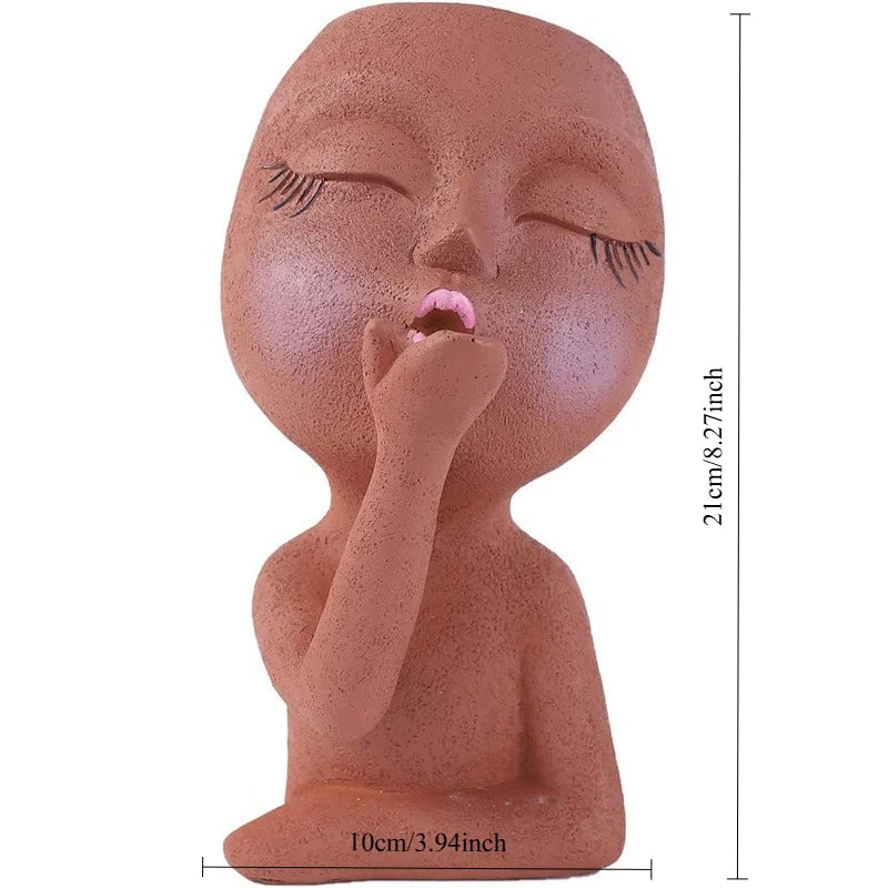 Creative doll flower pot

Resin character planter

Quirky garden decor

Indoor succulent pot

Unique plant gift

Decorative resin ornament

Modern drainage planter

Artisan home accessories

Whimsical plant container