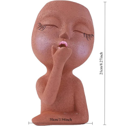 Creative doll flower pot

Resin character planter

Quirky garden decor

Indoor succulent pot

Unique plant gift

Decorative resin ornament

Modern drainage planter

Artisan home accessories

Whimsical plant container