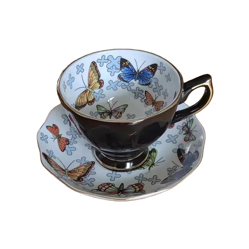 "Black bone china teacup..."