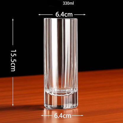  "Fluted Column" crystal highball glass on white background showing dimensions 6.4 × 15.5cm, 6.4cm diameter — CL House Drinkware collection
