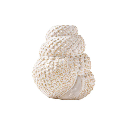 Coral Nest textured ceramic vase in ivory glaze, full silhouette, white background