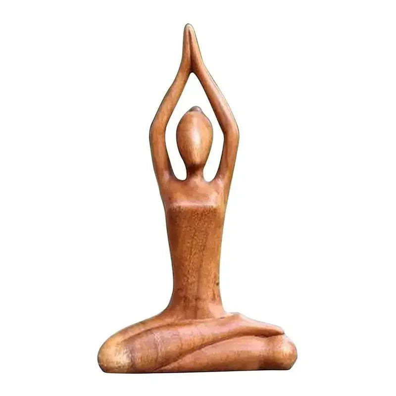 Still Forms wooden yoga sculpture — set of three abstract figures in natural wood, minimalist zen home decor