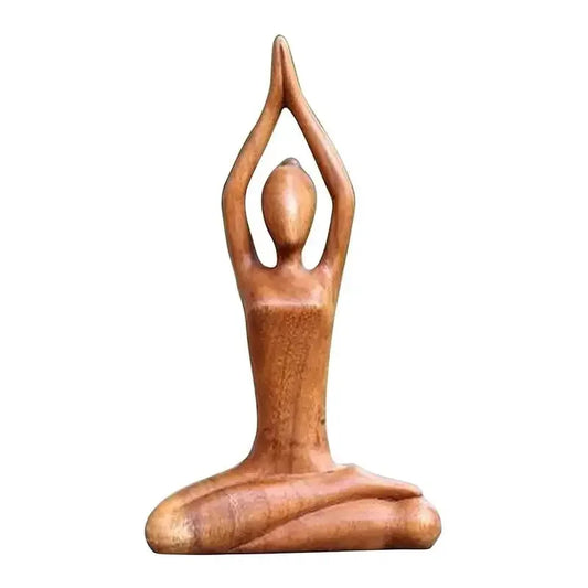 Still Forms wooden yoga sculpture — set of three abstract figures in natural wood, minimalist zen home decor