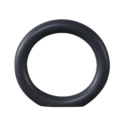"Void Circle" Matte Ring Sculpture — Obsidian Large 23.5 × 21cm, black matte ceramic ring, contemporary zen sculpture