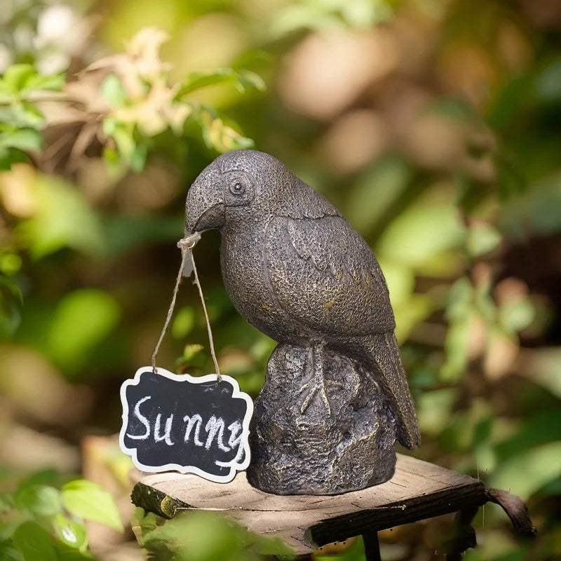 Parrot garden sculpture

Outdoor message board statue

Resin bird ornament 

Tropical garden decor

Patio welcome sign

Weatherproof garden statue

Exotic bird foyer decoration

Vibrant lawn ornaments

Gift for gardeners