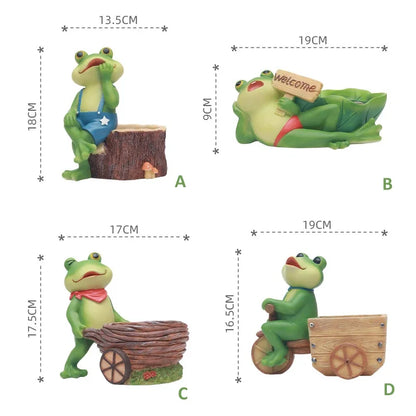 "Frog Tale" Hand-Painted Resin Frog Planter
