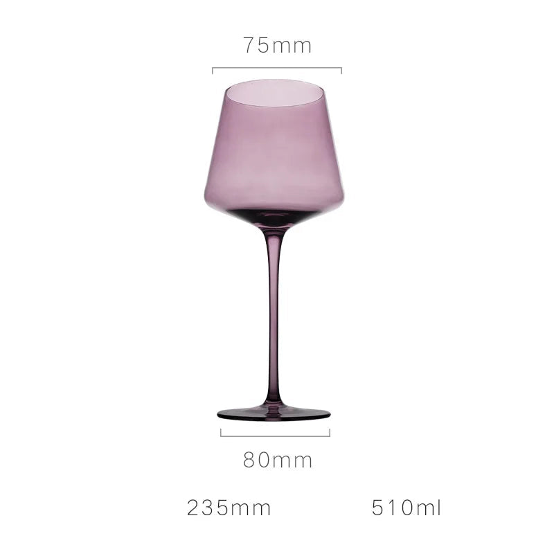 "Colour Bowl" crystal wine glass in Mauve, wide bowl silhouette with coloured stem — CL House Drinkware collection