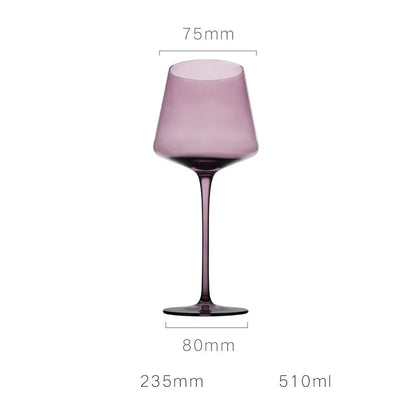 "Colour Bowl" crystal wine glass in Mauve, wide bowl silhouette with coloured stem — CL House Drinkware collection