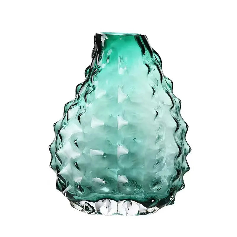  Glacier Peak textured glass vase in Ocean Teal, 22.5cm, white background
