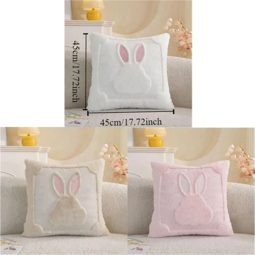 "Bunny Bloom" Soft Cartoon Pillow Cover