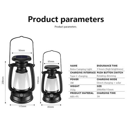 Linterna Trailblazer: Lámpara LED retro para camping con energía solar y USB