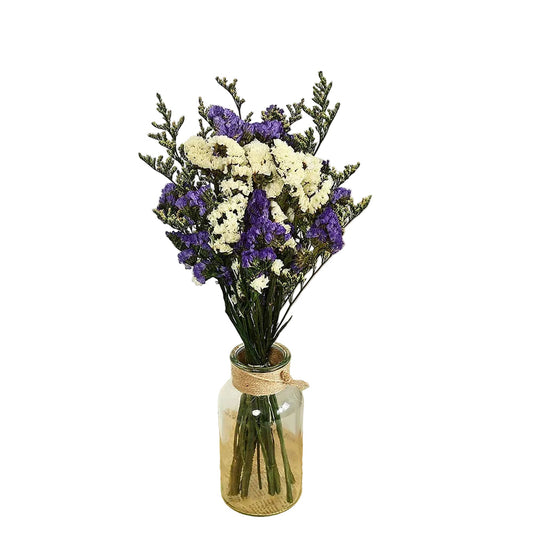  "Still Water" dried statice flower bouquet in Violet Dusk — soft violet and purple statice clusters, loose airy dried botanical arrangement
