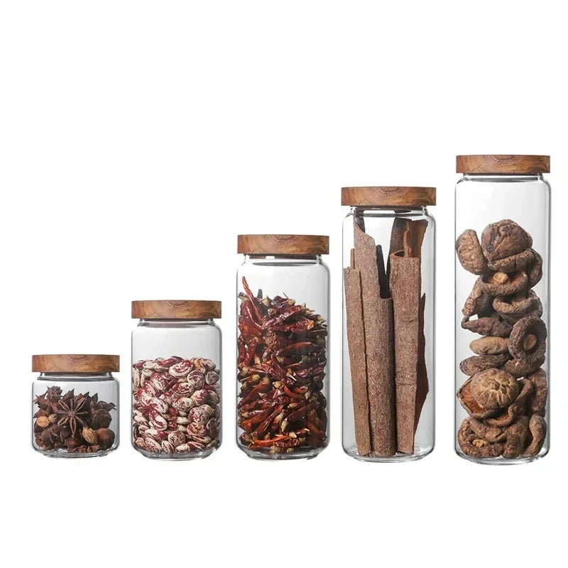 Glass airtight canister 

Kitchen storage jars wood lid

Pantry organisation set

Sealed food container glass

Cereal dispenser jar


Airtight ginger storage

Sustainable food jars

Modern glass larder canisters