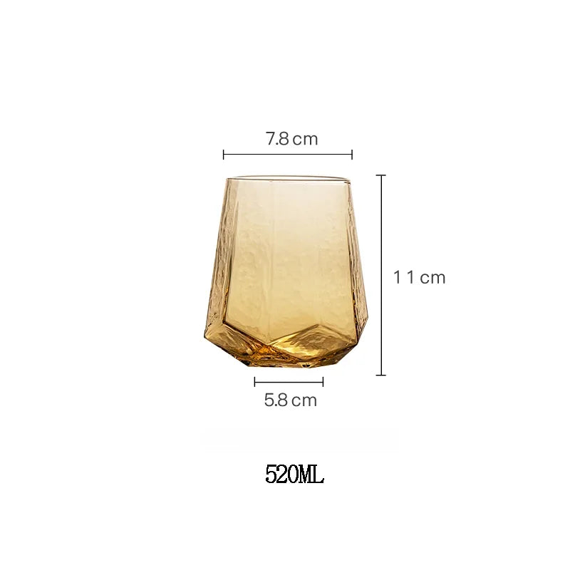 "Amber Geo" iridescent crystal tumbler in Amber Rock 520ml variant — CL House Drinkware collection