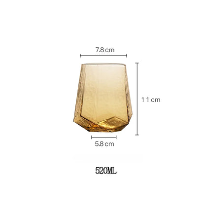 "Amber Geo" iridescent crystal tumbler in Amber Rock 520ml variant — CL House Drinkware collection