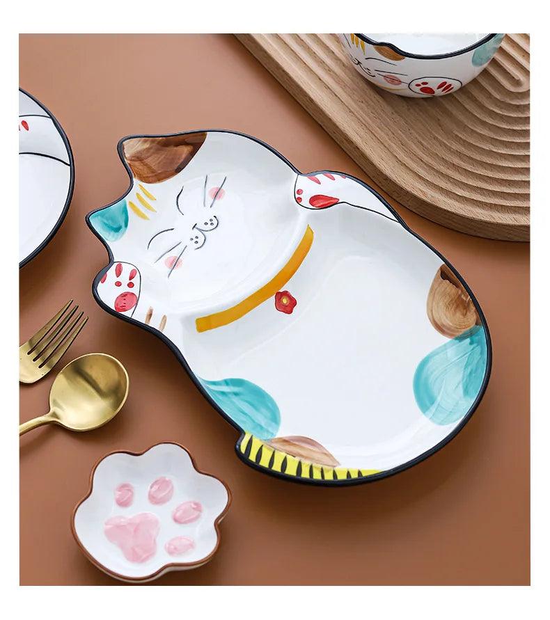 Kids Plate

Gift

Fun

Durable

Dishwasher Safe

Cute

Children's Dinnerware

Cartoon Cat Baby Ceramic Plate

Baby Plate