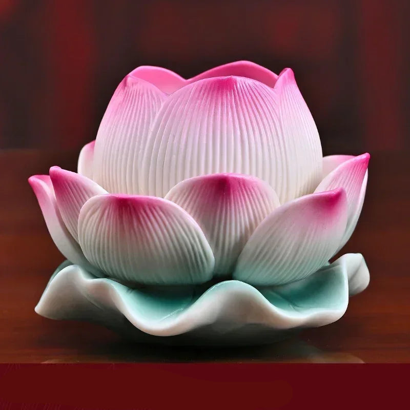 Ceramic lotus candle holder

Buddhist butter lamp holder

Feng Shui home decor UK

Lotus flower altar supplies

Spiritual home ornaments

Zen meditation accessories

Premium ceramic candle stand

High-grade Buddha ware

Decorative tea light holder