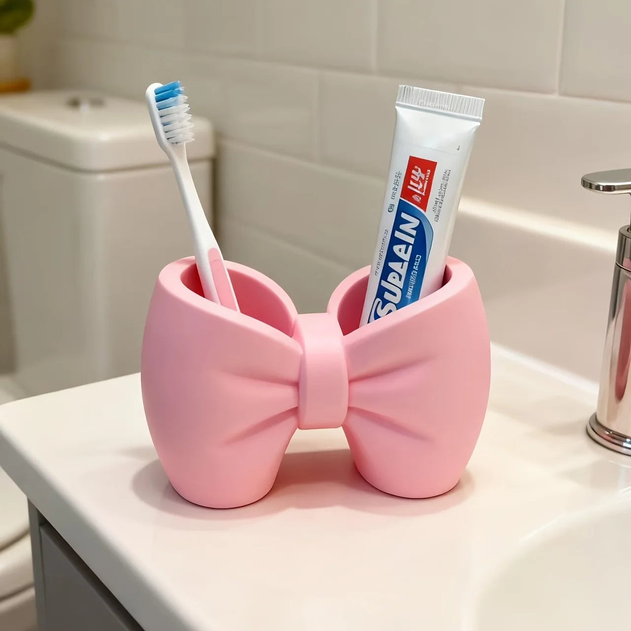 clHouse & Home
Bow toothbrush holder Creative pen pot Coquette room decor Ribbon makeup brush holder Freestanding bathroom accessories Cute desk tidy Pink bow organiser Vanity storage ideas Small bedroom ornaments